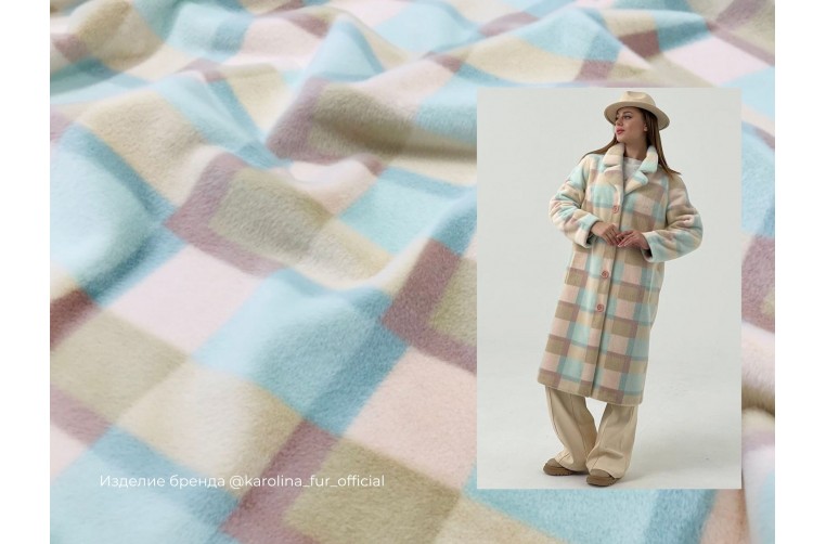 Пальтовая ткань Mirofox коллекции SCOTLAND, с основой под велюр / цвет базы - Ecru
