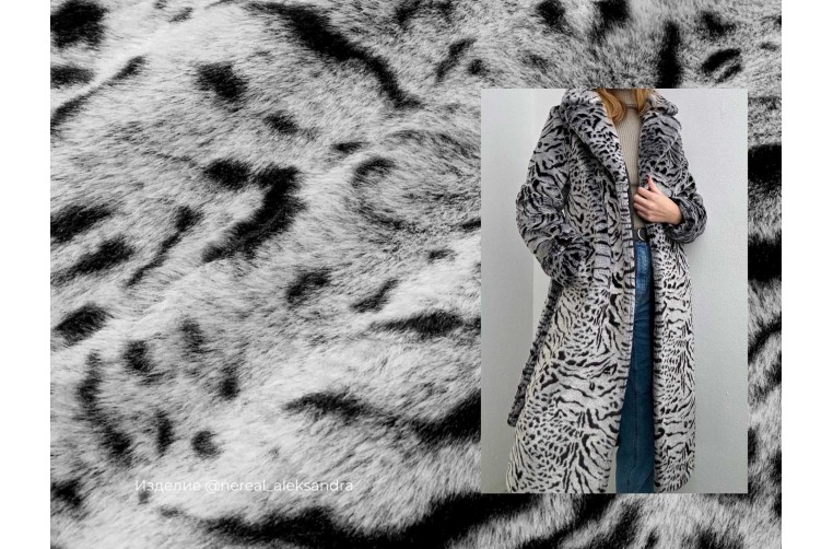 Пальтовый эко-мех Mirofox коллекции EKZO / Wild cat - Senegale / цвет - Серый туман