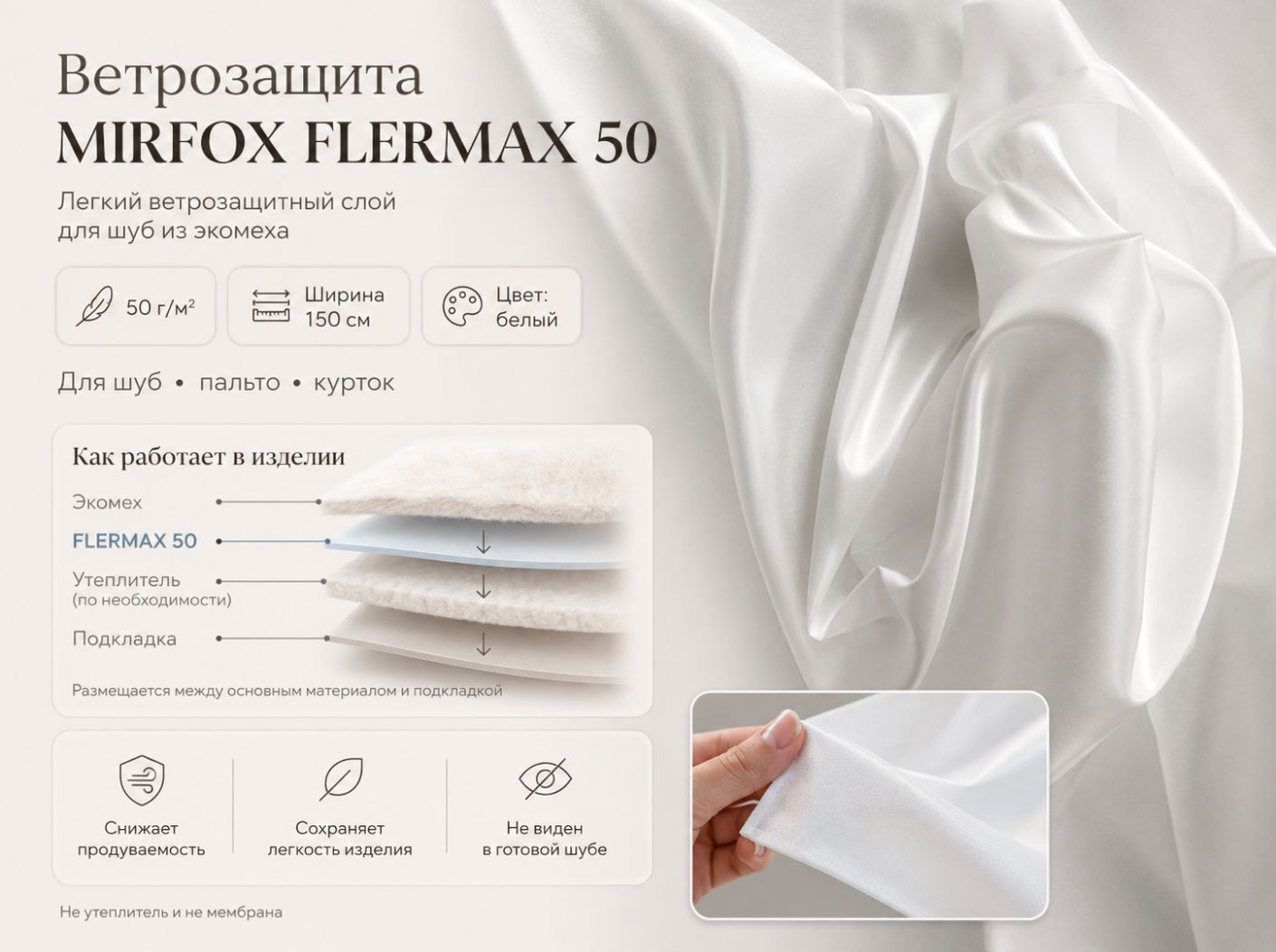 Ветрозащита MIRFOX FLERMAX 50 для шуб из экомеха
