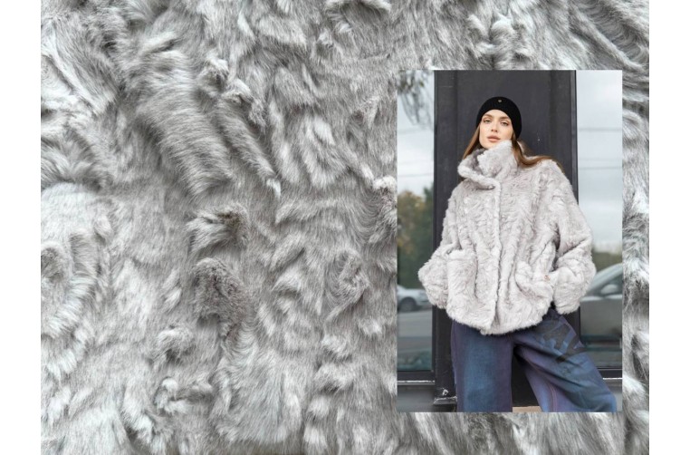 Искусственный мех MIROFOX под нубийскую козочку / Коллекция — ALPEN / Цвет — Лунный камень